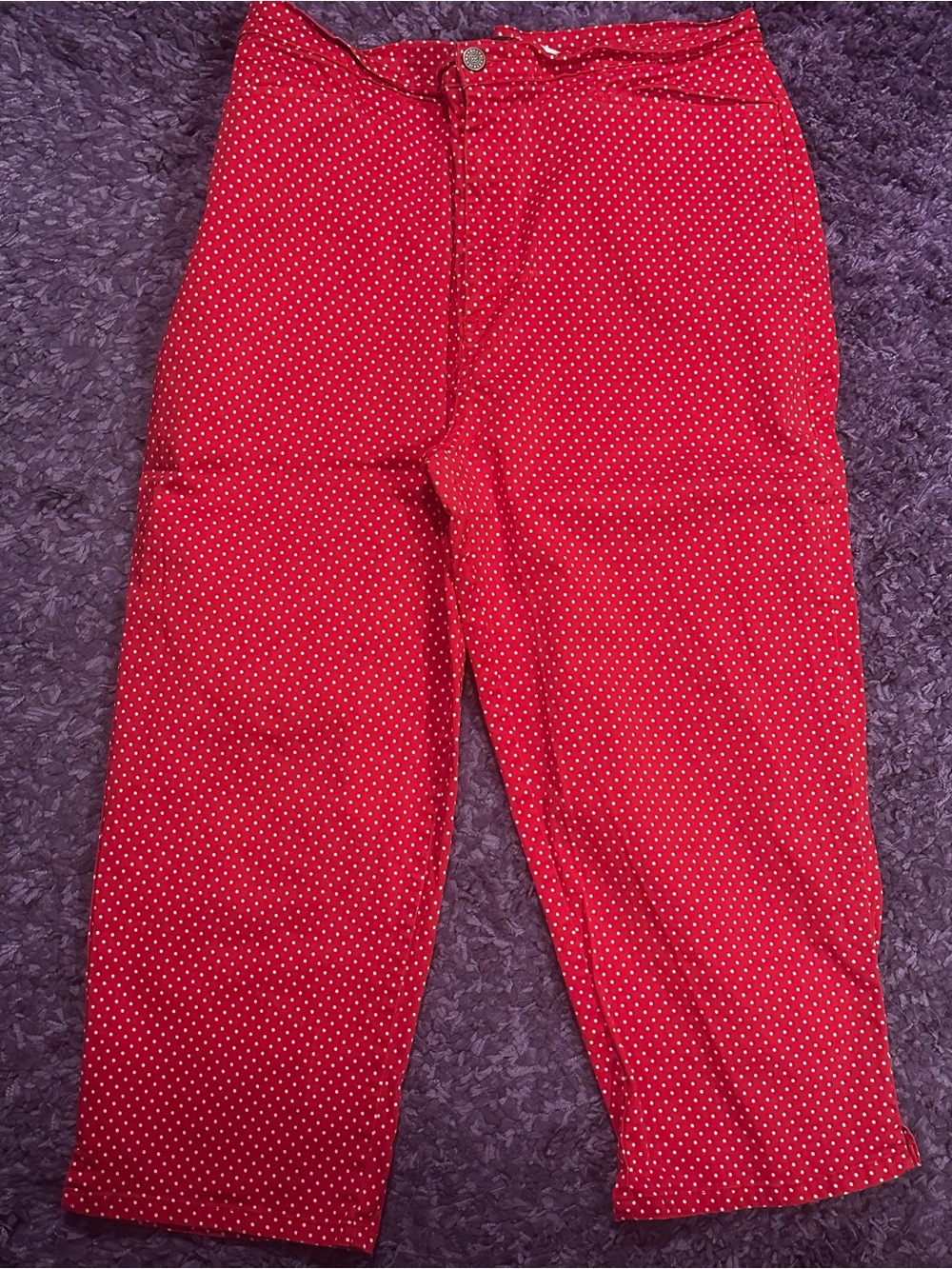 Bill Blass Red Polka Dot Stretch Capri Pants Size 16W